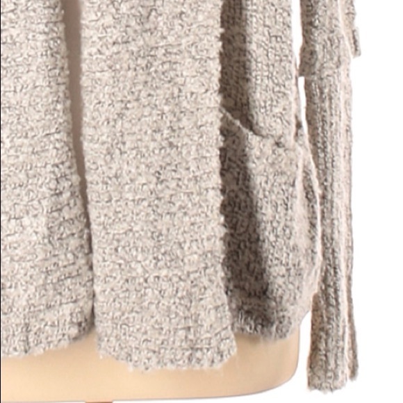 BCBGeneration M/L light grey sweater Shaw collar open front long sleeve w ruffle - Picture 6 of 14
